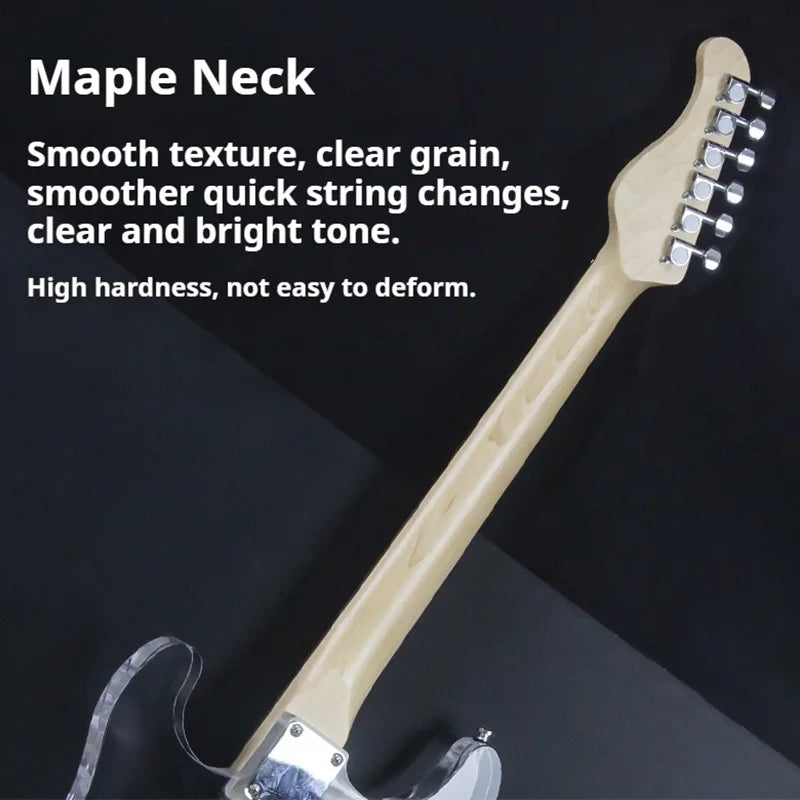 Crystal Electric Guitar Transparent Acrylic Beginner With Rosewood Fretboard Single