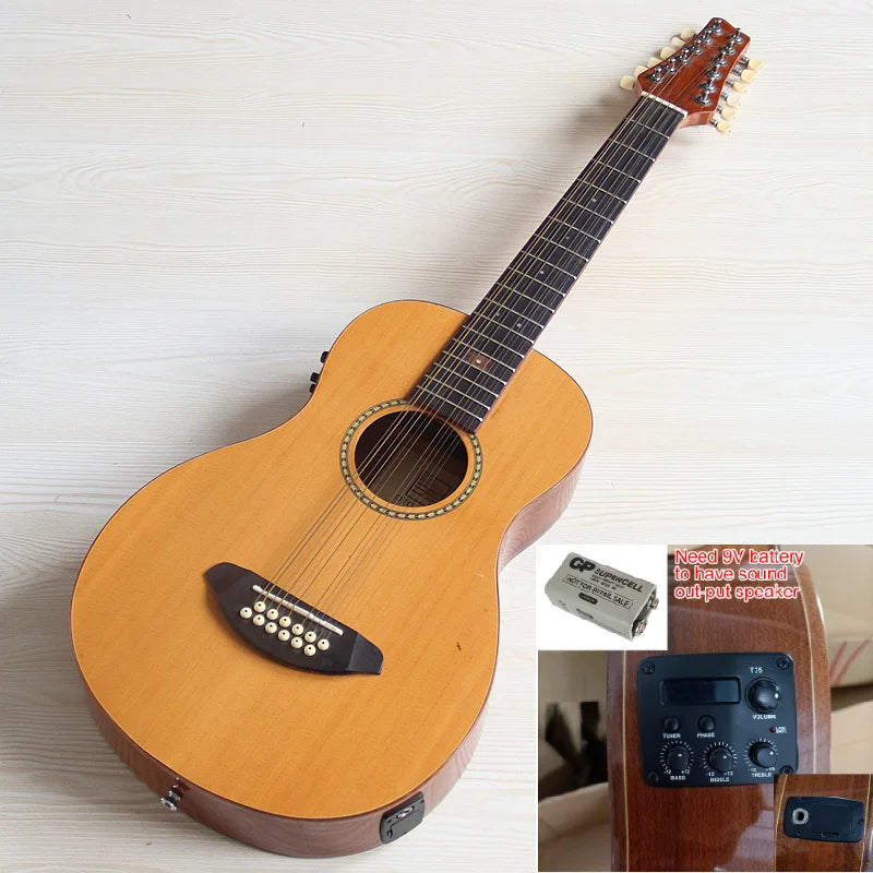 12 String Acoustic Guitar 36 Inch Laminated Spruce Top Sapele Body