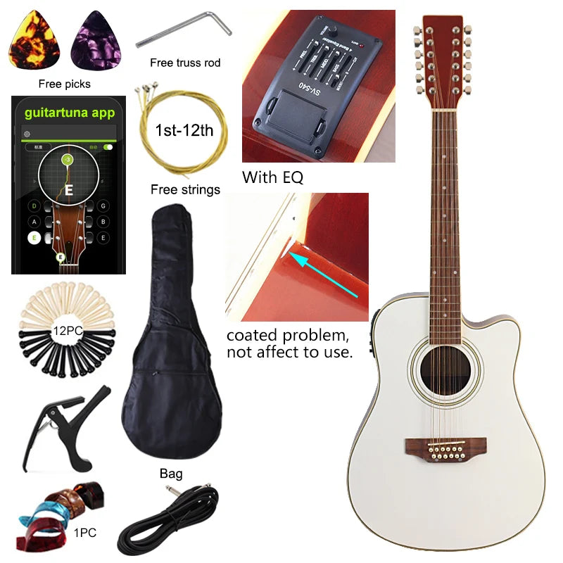 12 String Acoustic Guitar 41 Inch Spruce Wood