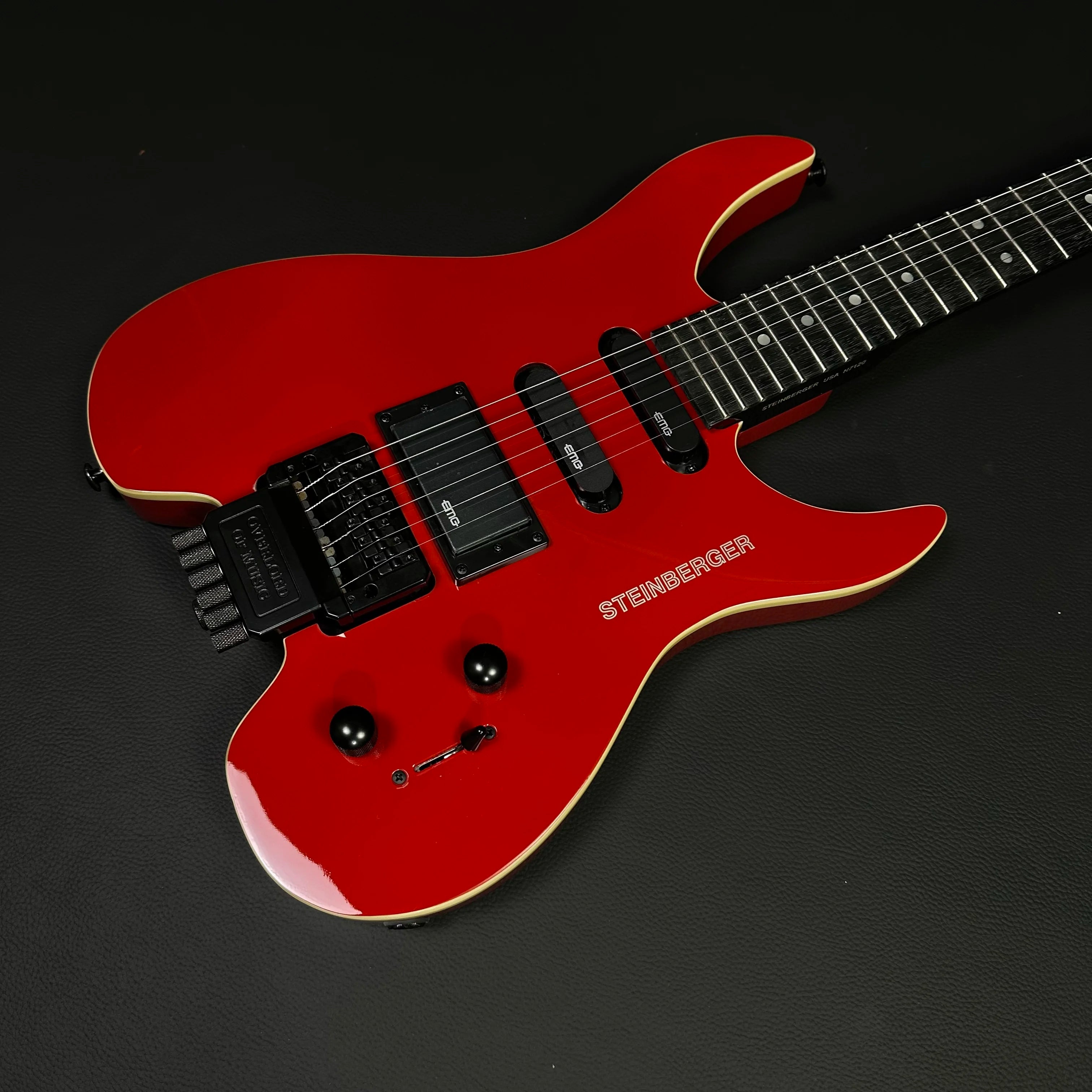 6 Strings Red Headless Satin Finished Floyed Rose Bridge 24 Frets Electric Guitar