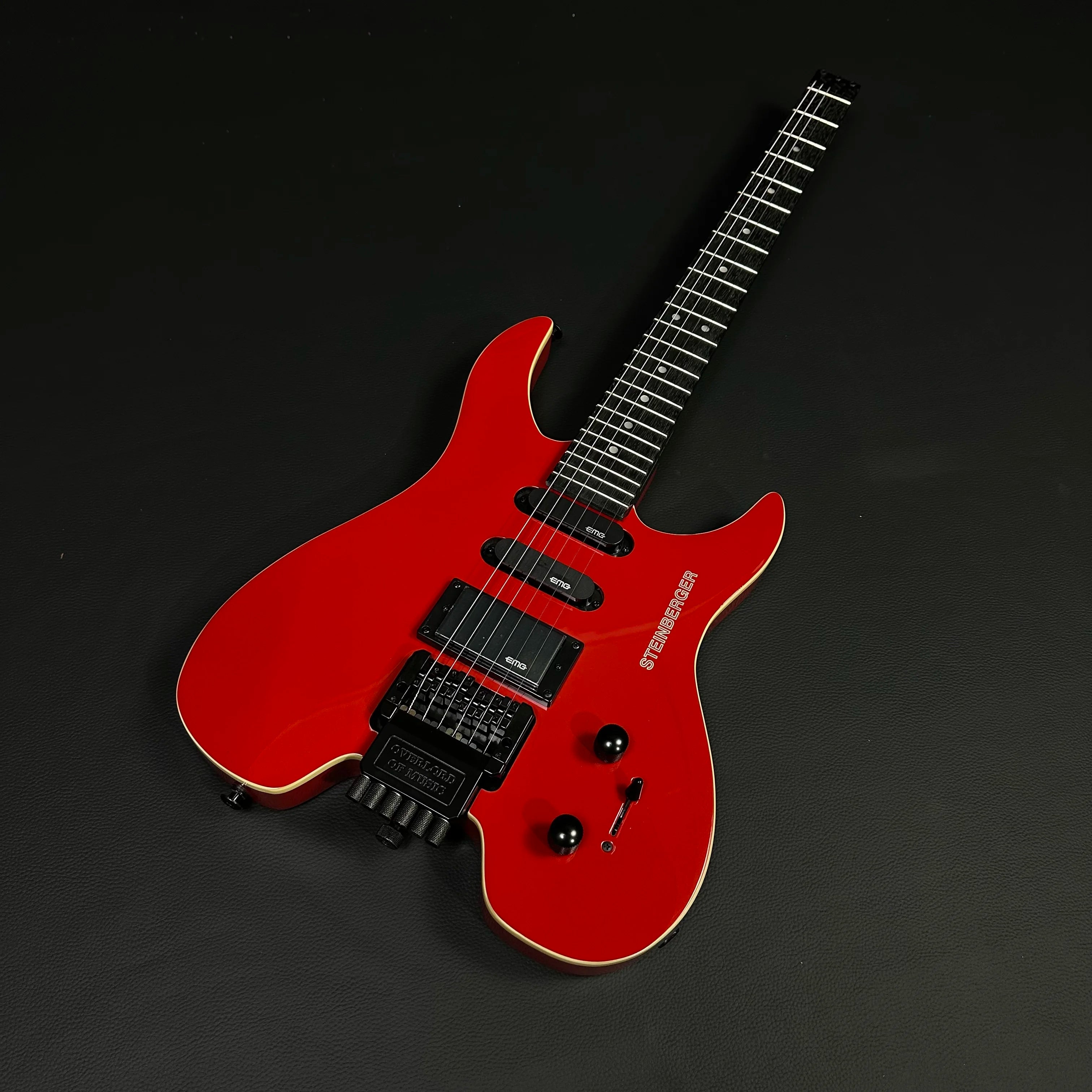 6 Strings Red Headless Satin Finished Floyed Rose Bridge 24 Frets Electric Guitar