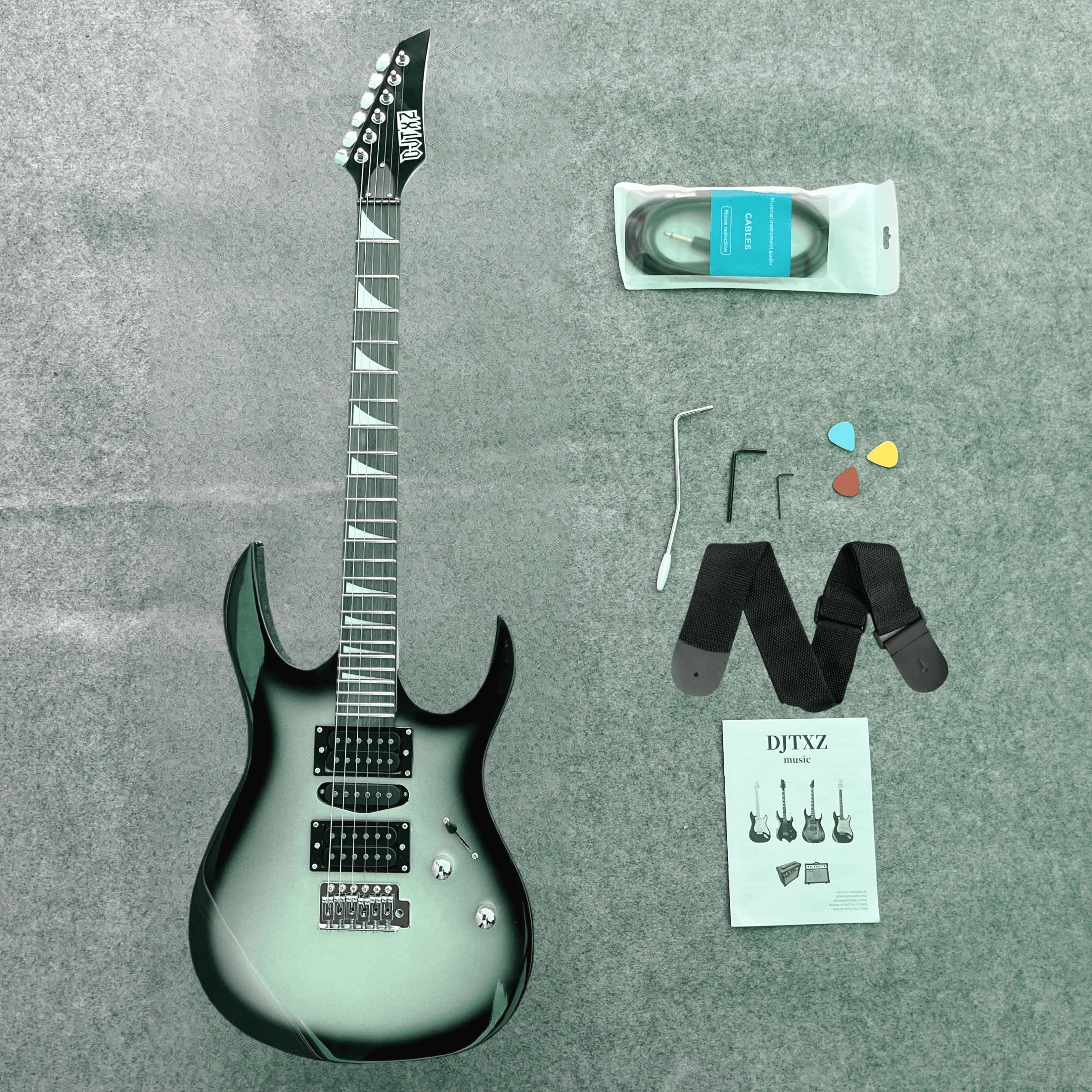 Electric Guitar Black Circle Silver Guitar